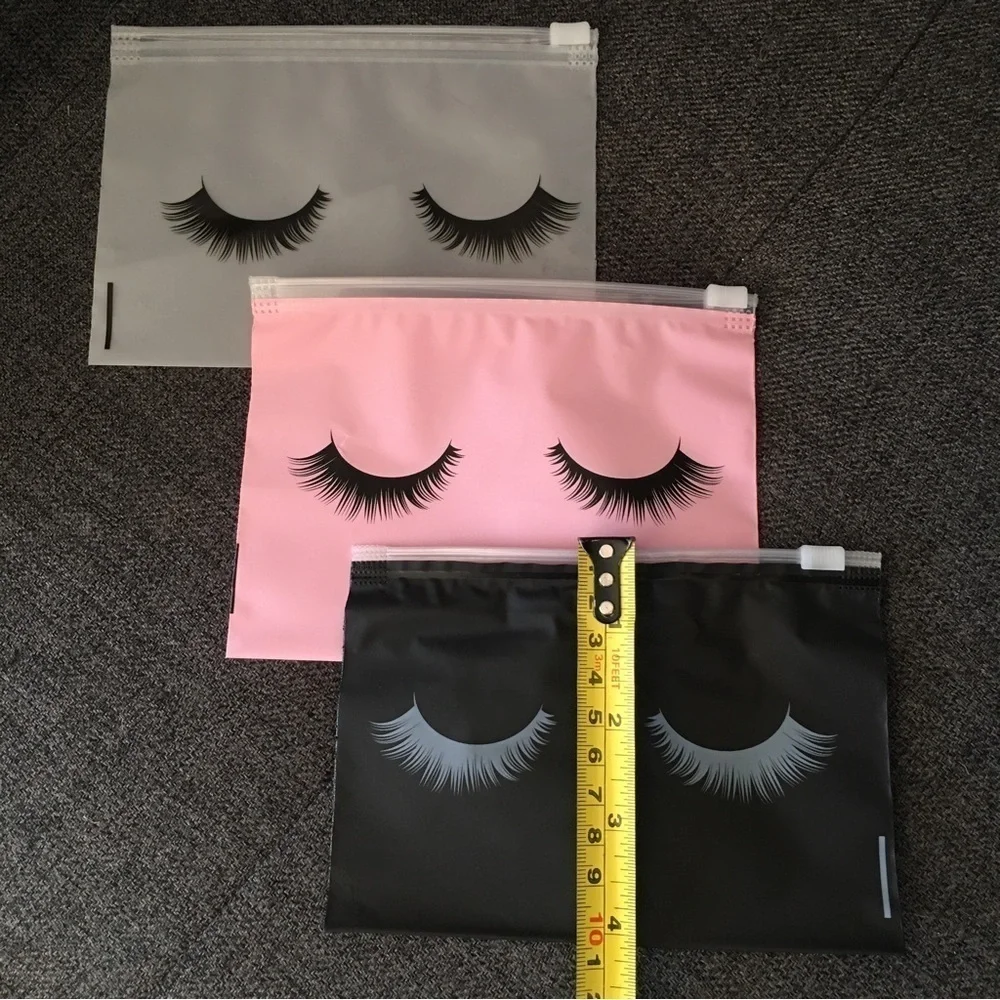 Set/3 Waterproof Mini Eyelash Makeup, Toiletry, Travel Bags, Pink, Black, Clear